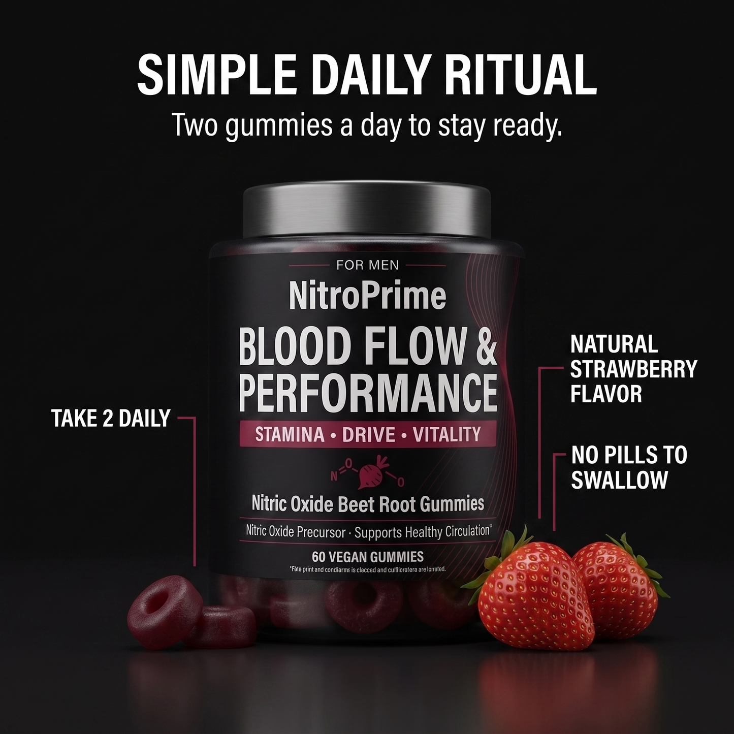 NitroPrimes Erectile Bloodflow Strawberry Gummies