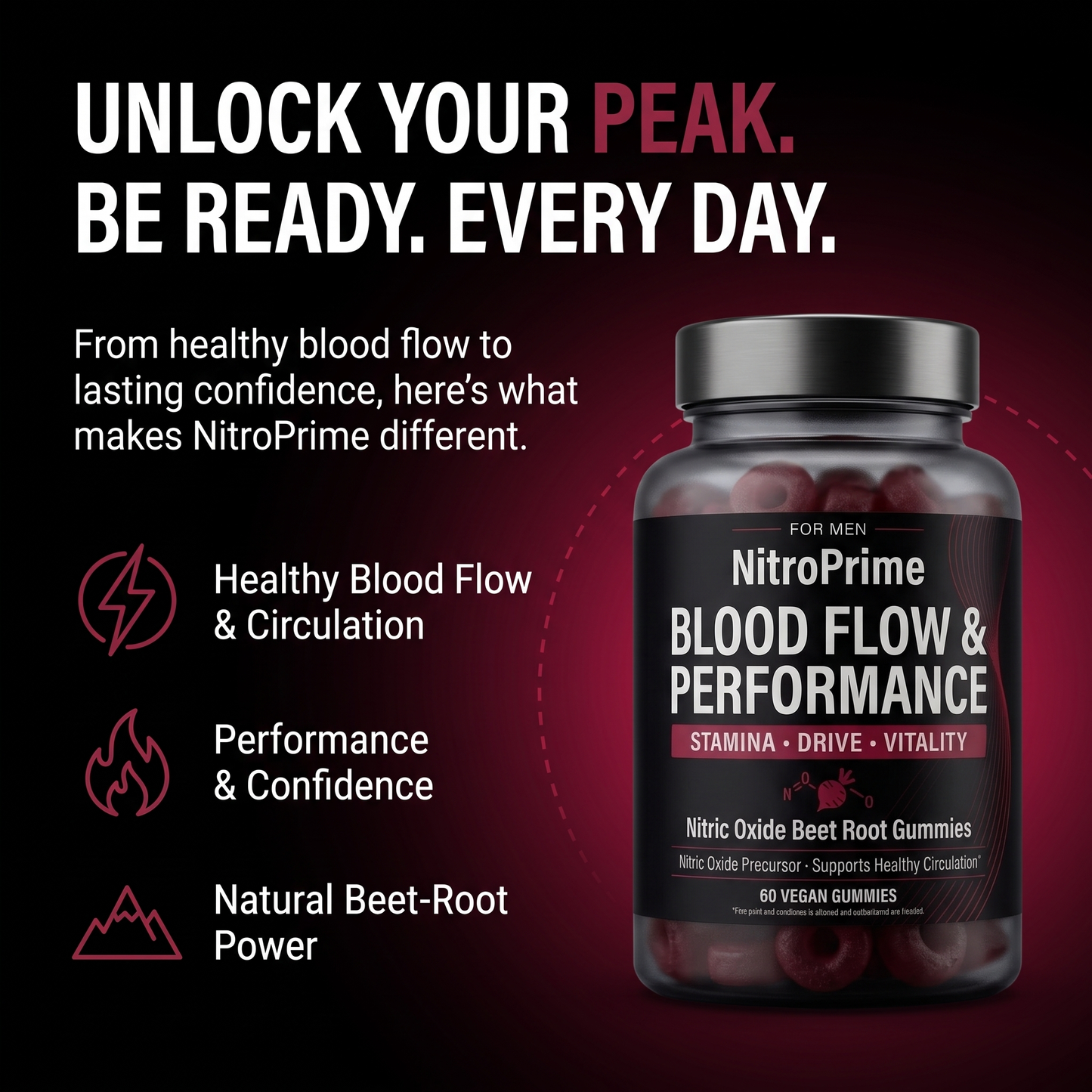 NitroPrimes Erectile Bloodflow Strawberry Gummies